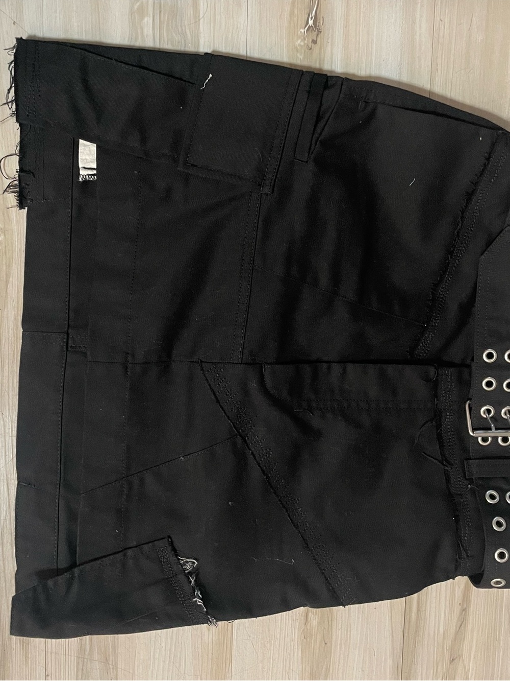 Helmut Lang Black Mini Skirt with Grommet Waist Detail